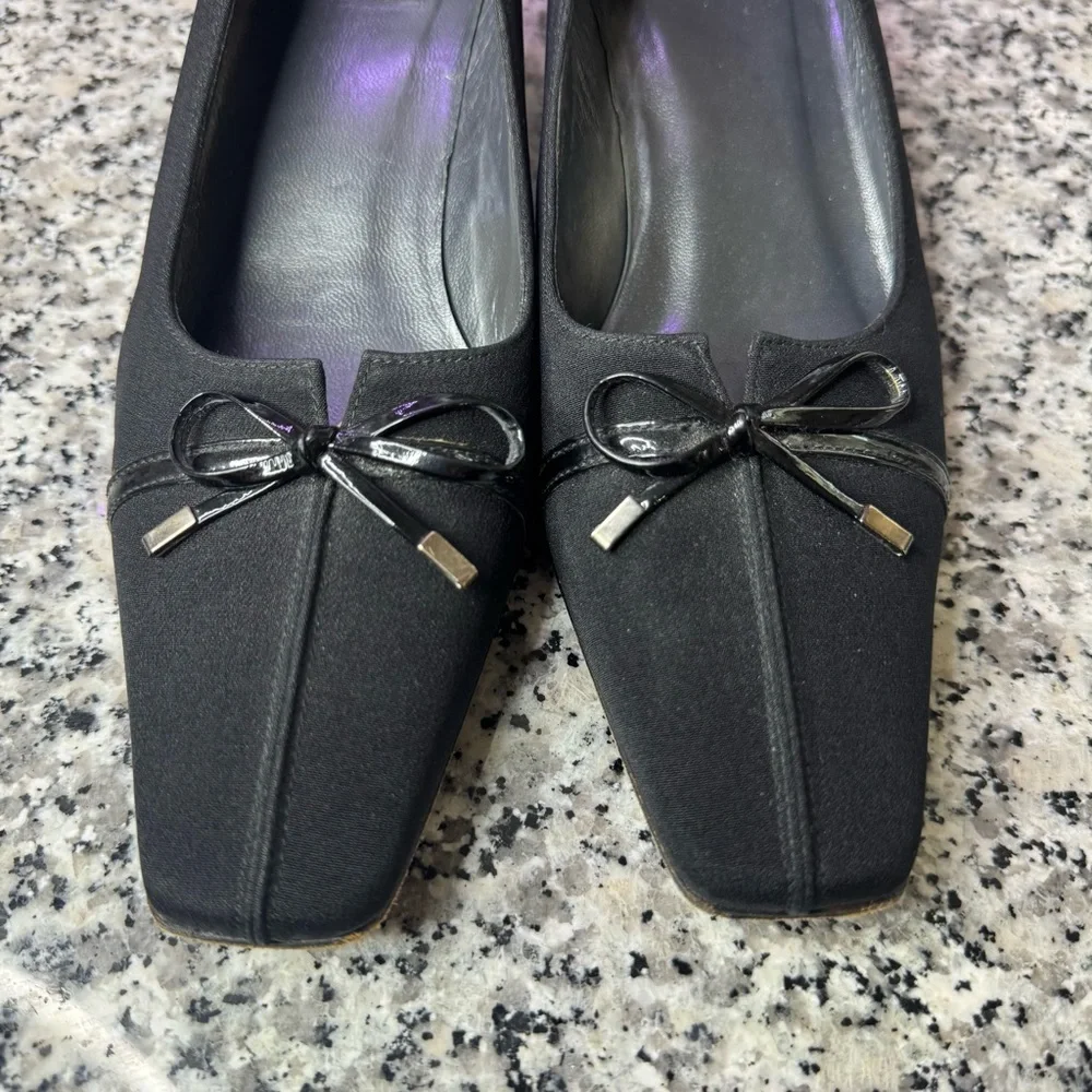 Stuart Weitzman Elegant Black Minimal Women's Kitten Heels Shoes Size 9 - Picture 5 of 10